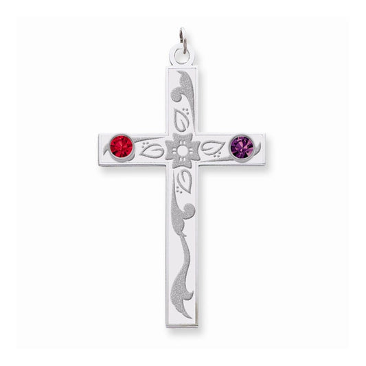 Sterling Silver Crystal Family Cross Pendant