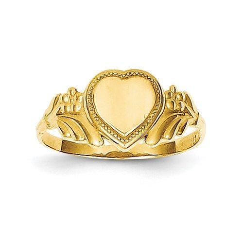 14K Gold Girl's Heart Signet Ring