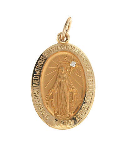 14K Gold Miraculous Medal [H] w/ Diamond
