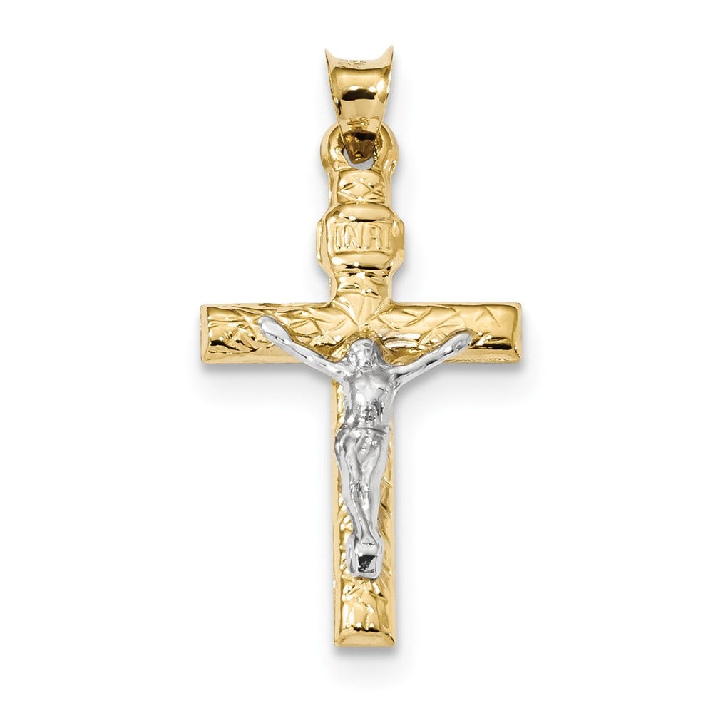 14k Two-Tone Crucifix Pendant