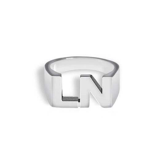 Men's Personalized Two Initial Block Style Ring