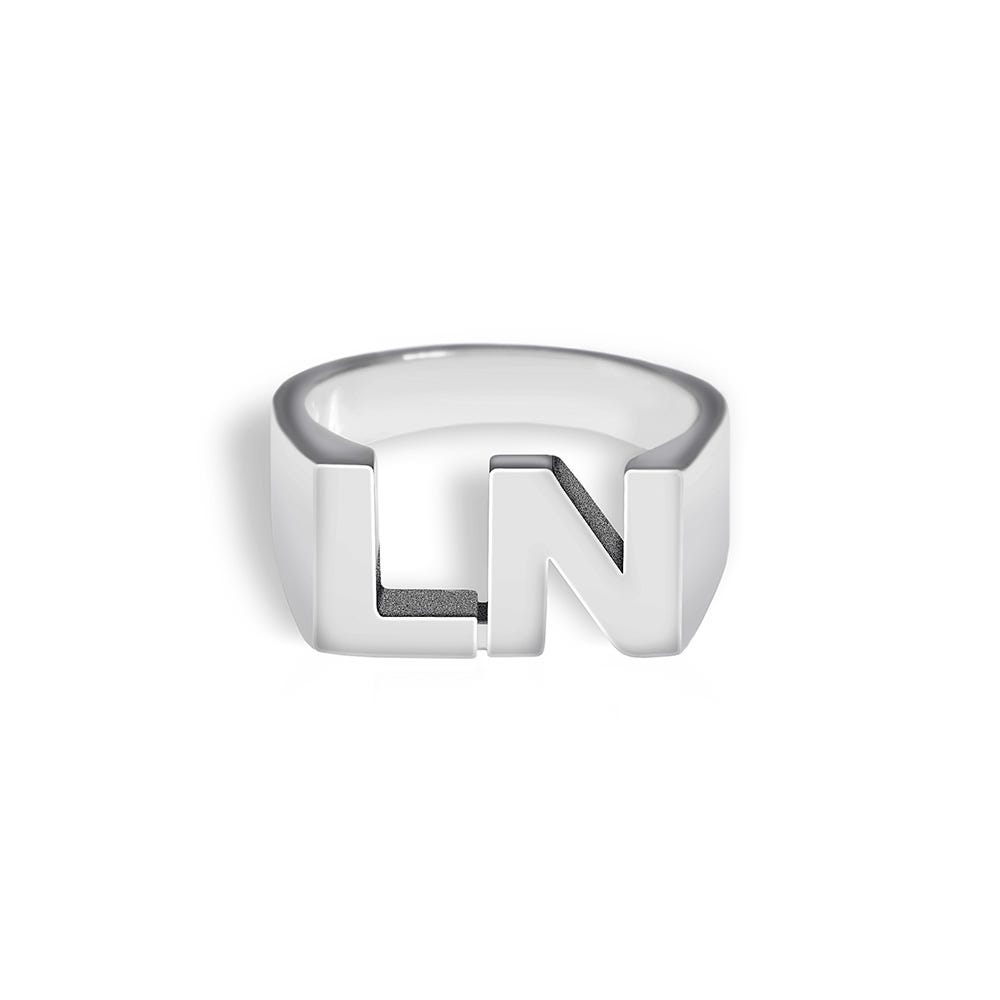 Men's Personalized Two Initial Block Style Ring
