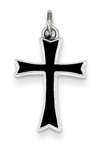 Sterling Silver Black Enameled Cross Charm