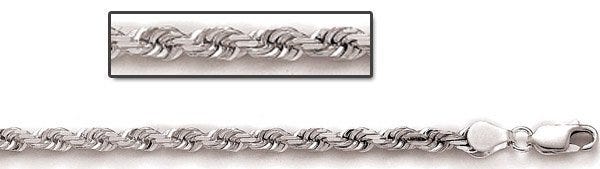 Sterling Silver 4.75mm Diamond Cut Rope Chain