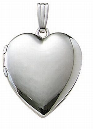 14k White Gold Heart Photo Locket