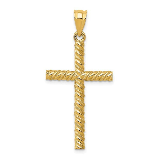 14k Satin & Diamond -Cut Cross Pendant