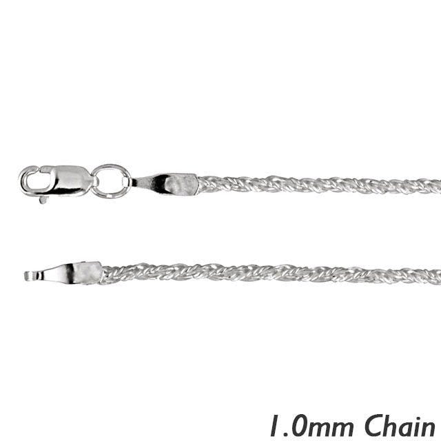 14K White Gold 1.0mm Classic Wheat Chain