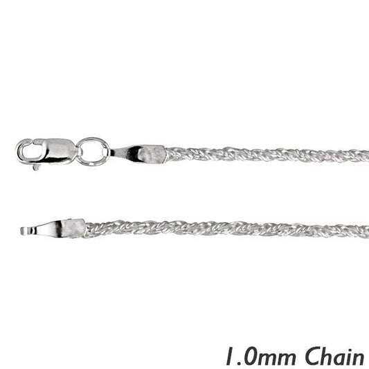 14K White Gold 1.0mm Classic Wheat Chain