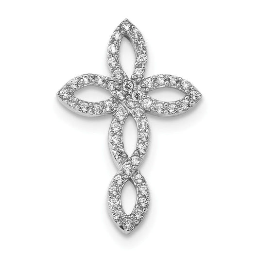 Sterling Silver Rhodium-plated CZ Cross Pendant