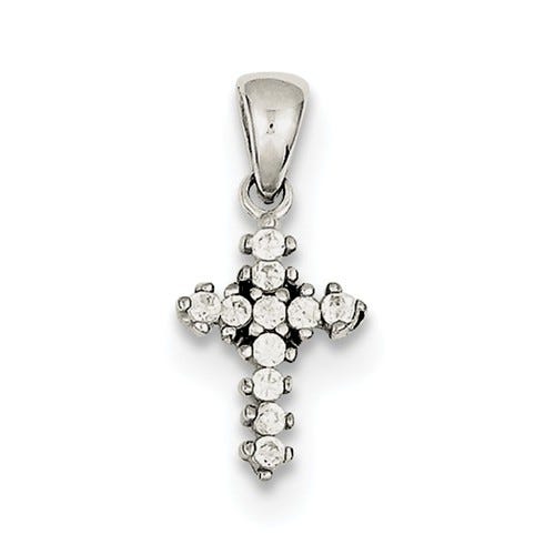 Sterling Silver Polished CZ Children's Cross Pendant