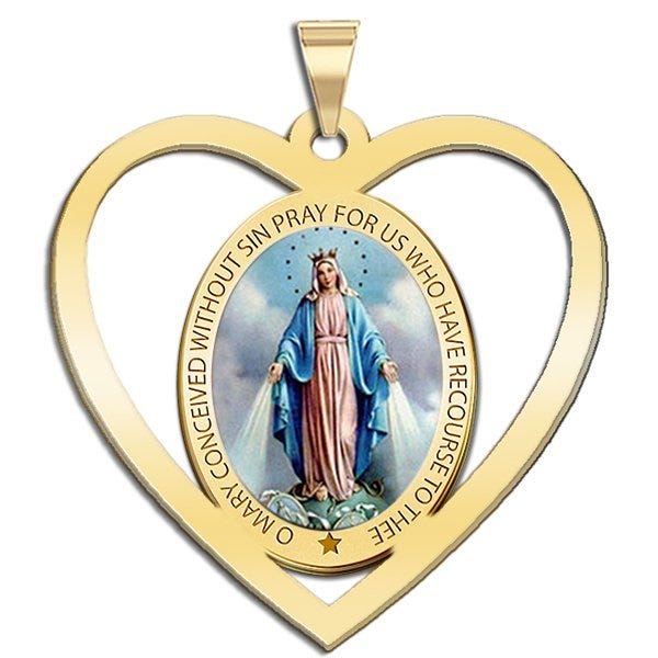 Miraculous Medal Heart Shaped Color Cut-out "EXCLUSIVE"