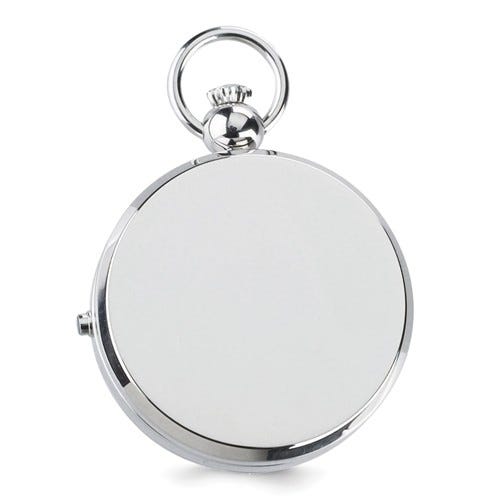 Charles Hubert Double Engraving Quartz Photo Pocket Watch - Chrome Tone