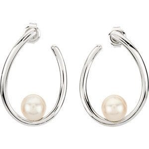 Freshwater Pearl & Diamond Earrings