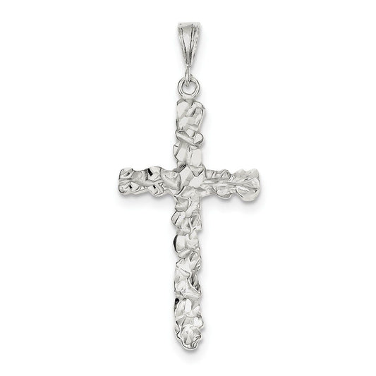 Sterling Silver Diamond -Cut Cross Pendant