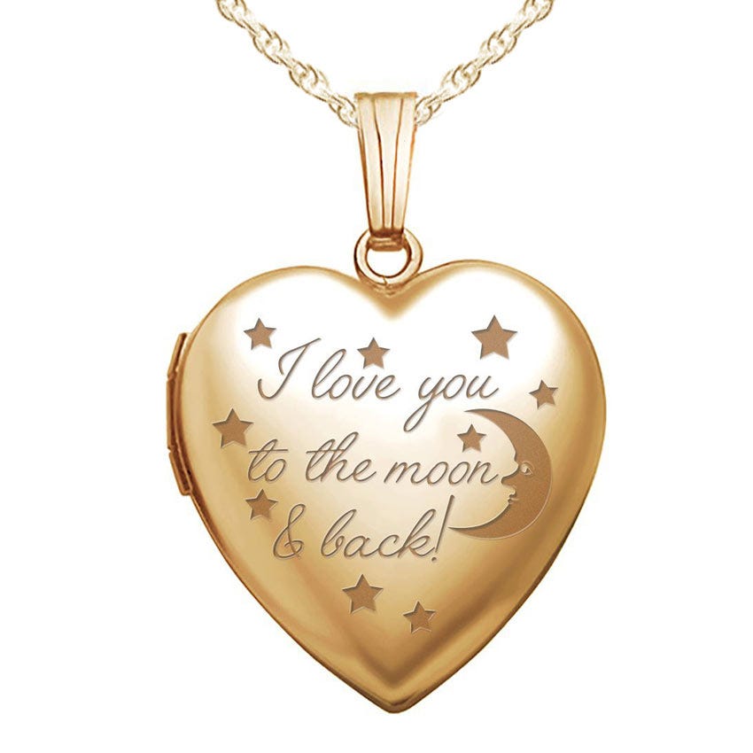 Yellow Gold To The Moon & Back Heart Photo Locket