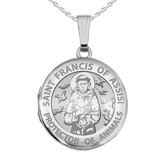 Sterling Silver St. Francis Round Photo Locket