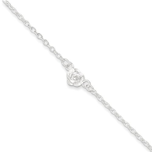 Sterling Silver 9" Sun Charm Anklet