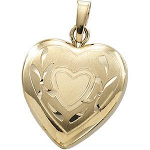 Solid 14k Yellow Gold Small Heart Photo Locket