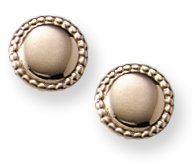 14K Yellow Gold Round with Frame Children Post Earrings
