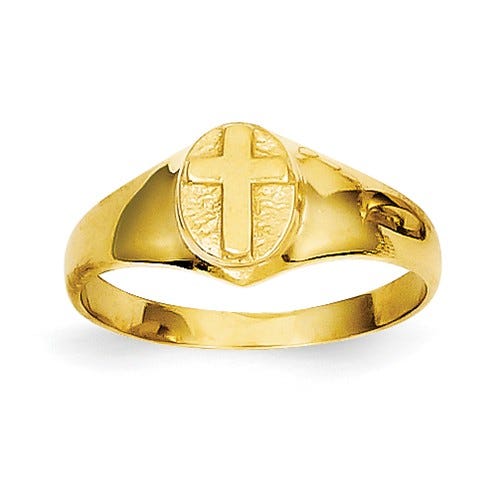 14k Yellow Gold Children's Polished Cross Ring