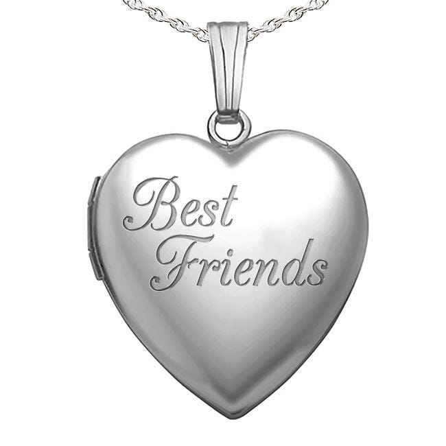 Sterling Silver "Best Friends" Heart Photo Locket