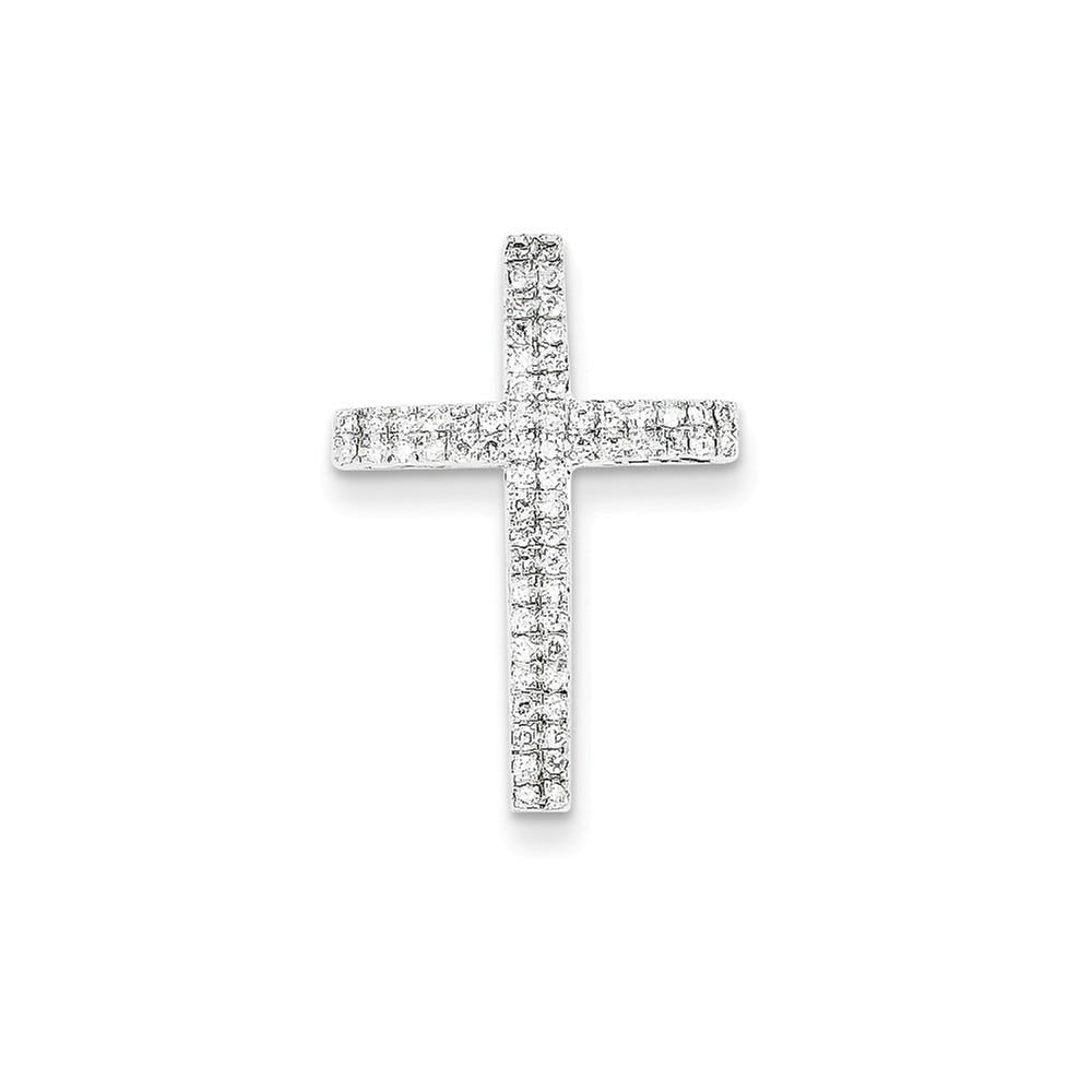 14K White Gold Diamond Cross Pendant/without chain