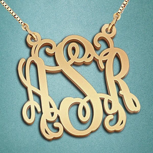 Round Monogram Vine 3 Letter Cut-Out Pendant