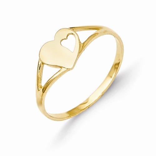 14K Diamond-Cut Pierced Children's Heart Ring