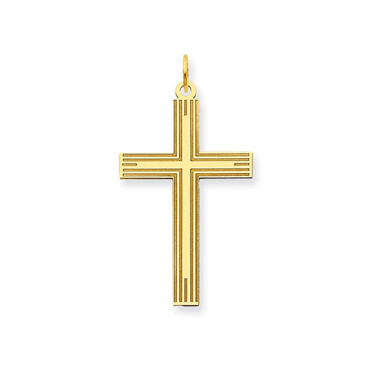 14K Laser Designed Cross Pendant