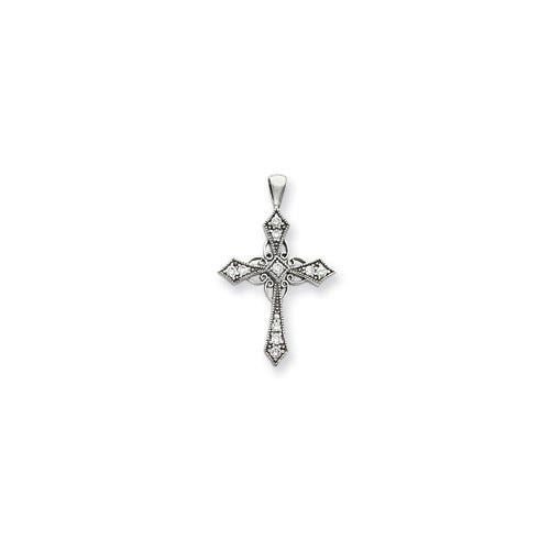 14k White Gold VS Diamond cross pendant