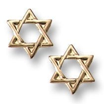 14K Yellow Gold Star of David Children Post Earrings