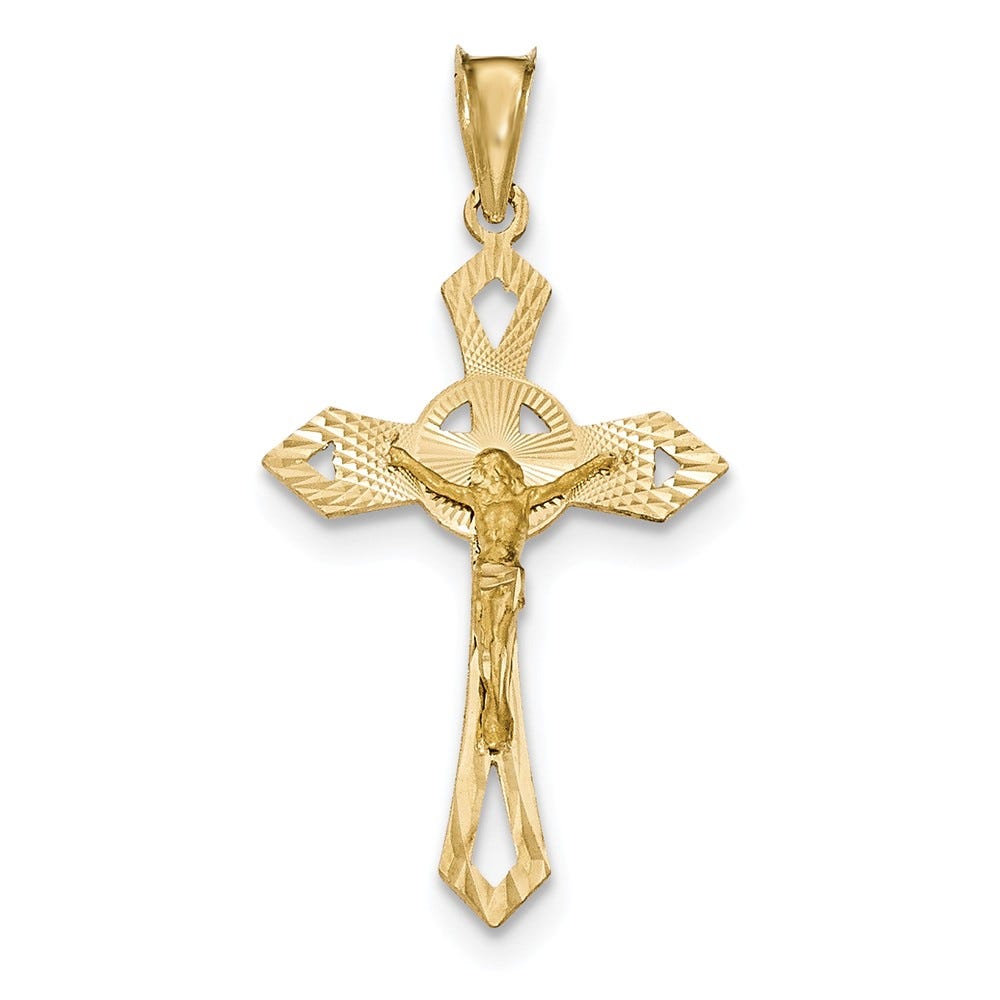 14k Polished Satin and D/C Crucifix Pendant