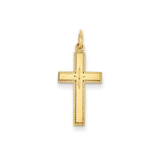 14k Diamond-cut Cross Pendant