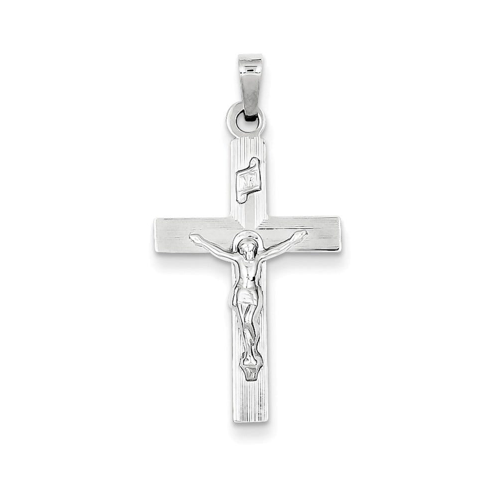 14k White Gold INRI Crucifix Charm