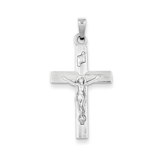 14k White Gold INRI Crucifix Charm