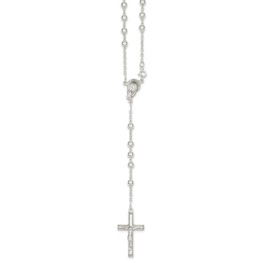 Sterling Silver Polished Rosary Necklace