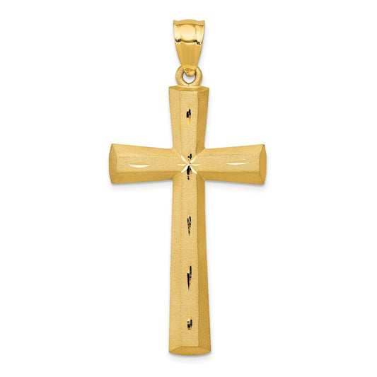14k Satin & Diamond -cut Cross Pendant