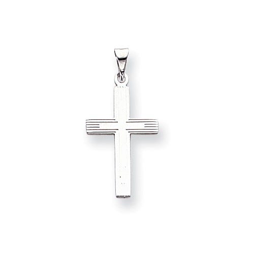 14k White Gold Solid Cross Pendant