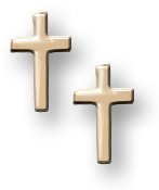 14K Yellow Gold Cross Children Post Earrings