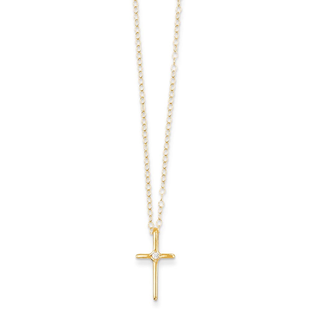 14k Madi K .01ct Diamond Cross Necklace