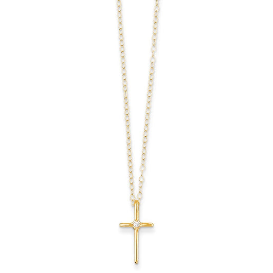 14k Madi K .01ct Diamond Cross Necklace