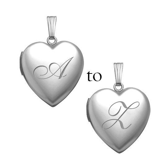 14K White Gold Initial Heart Photo Locket