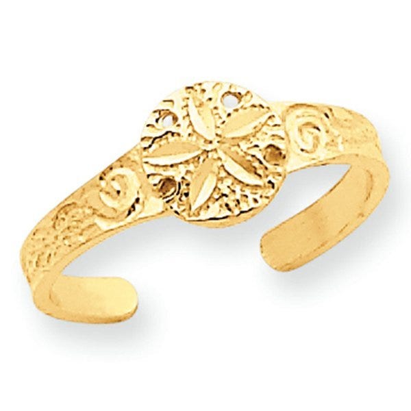 14k Yellow Gold Sand Dollar Toe Ring