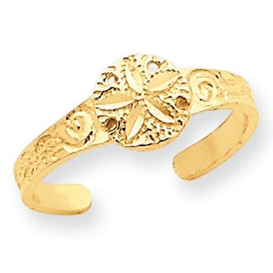 14k Yellow Gold Sand Dollar Toe Ring