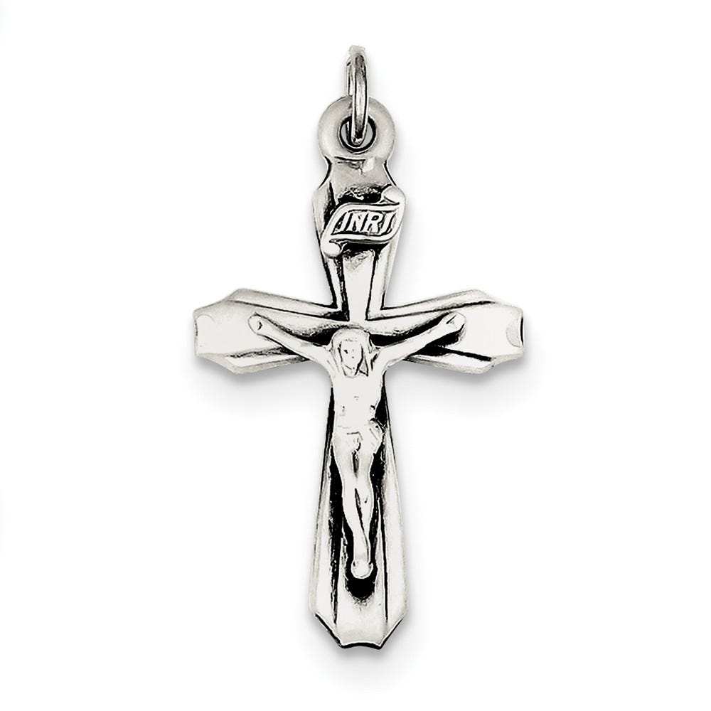 Sterling Silver Antiqued INRI Crucifix Pendant
