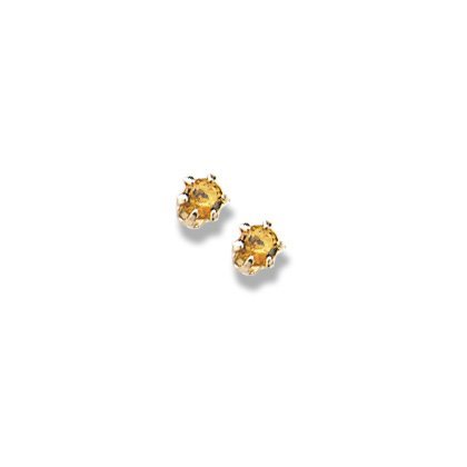 14K Yellow Gold Child's Genuine Citrine Birthstone Stud Earrings