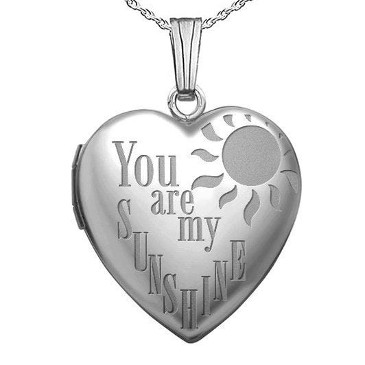 Sterling Silver "You Are My Sunshine" Heart Photo Locket