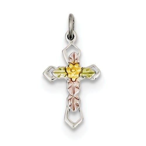 Sterling Silver Two Tone Children's Cross Pendant