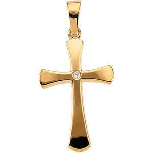 14K Yellow Gold CROSS W/DIAMOND