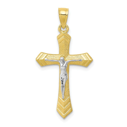 10k & Rhodium Passion Crucifix Pendant